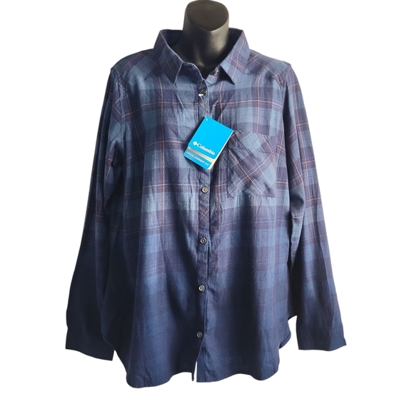 Columbia Other - Columbia Women's Blue Purple Plaid Button Up Shirt Sz X-large NWT